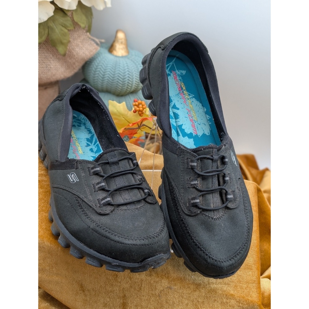 Skechers EZ Flex Flicker Black Slip On Memory Foam Mary Jane Comfort Flats 10
